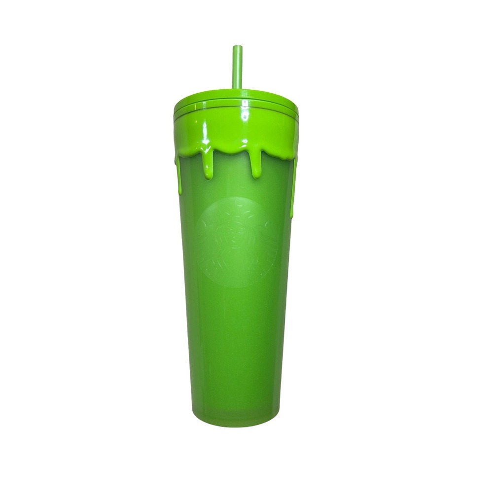Starbucks 2022 Halloween Slime Drip Venti Cold Cup Tumbler 24oz Lime Green